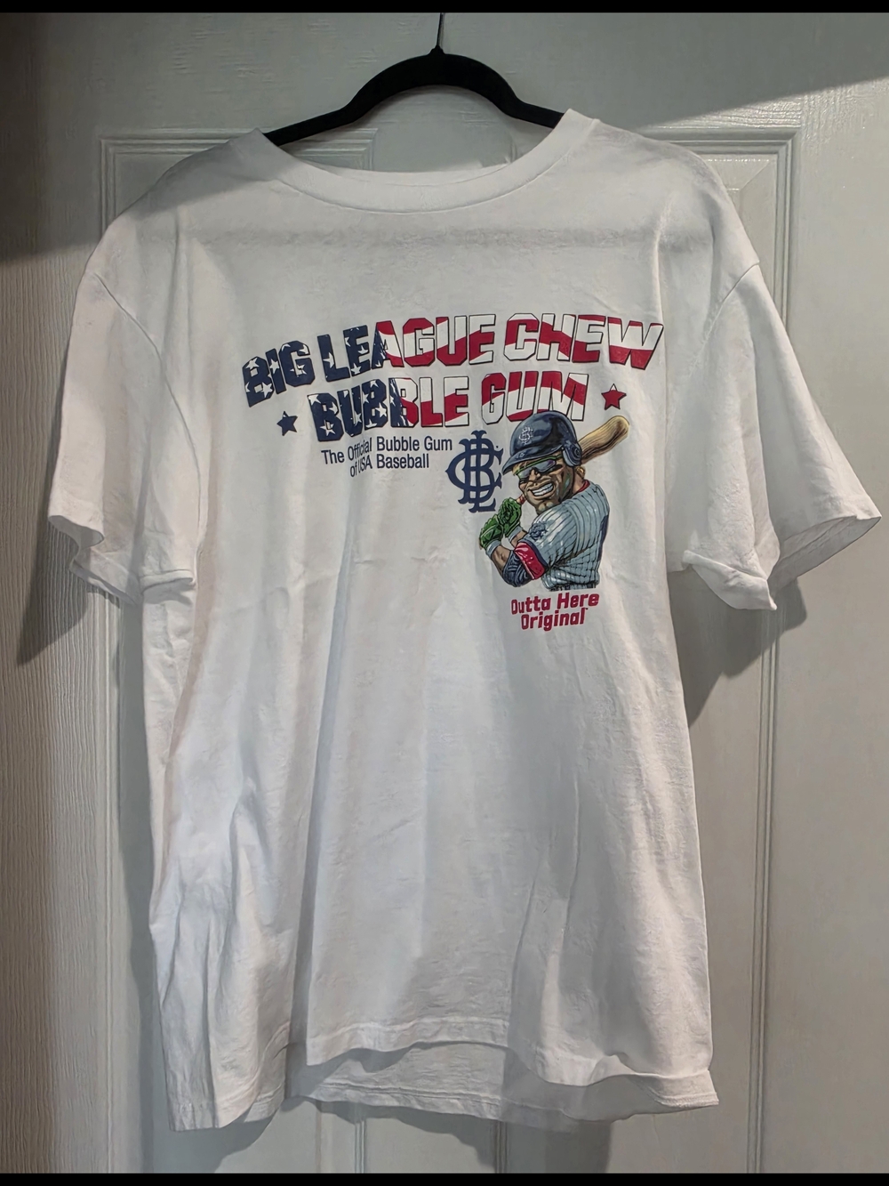 League Graphic Bubble Gum Baseball Tee - White, Red, Blue, Green